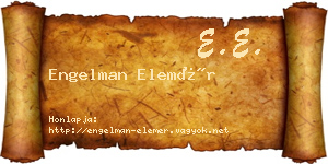 Engelman Elemér névjegykártya